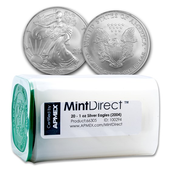 2004 1 oz Silver American Eagles (20-Coin MintDirect® Tube) 2004 1 oz Silver American Eagles (20-Coin MintDirect® Tube)